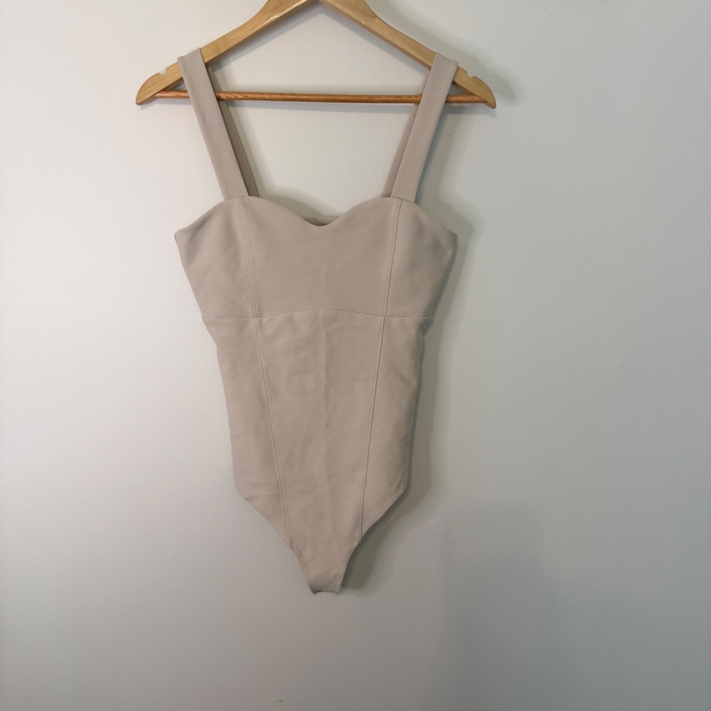 Abercrombie & Fitch Beige Sweetheart Corset Seam Bodice Bodysuit Medium